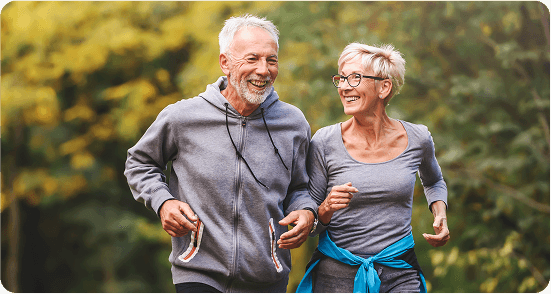Active running senior couple
